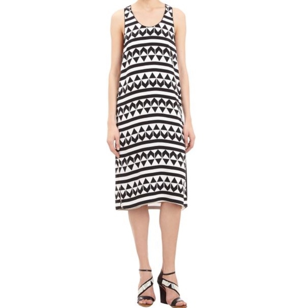 Edun Geometric Print Silk Tank Dress
